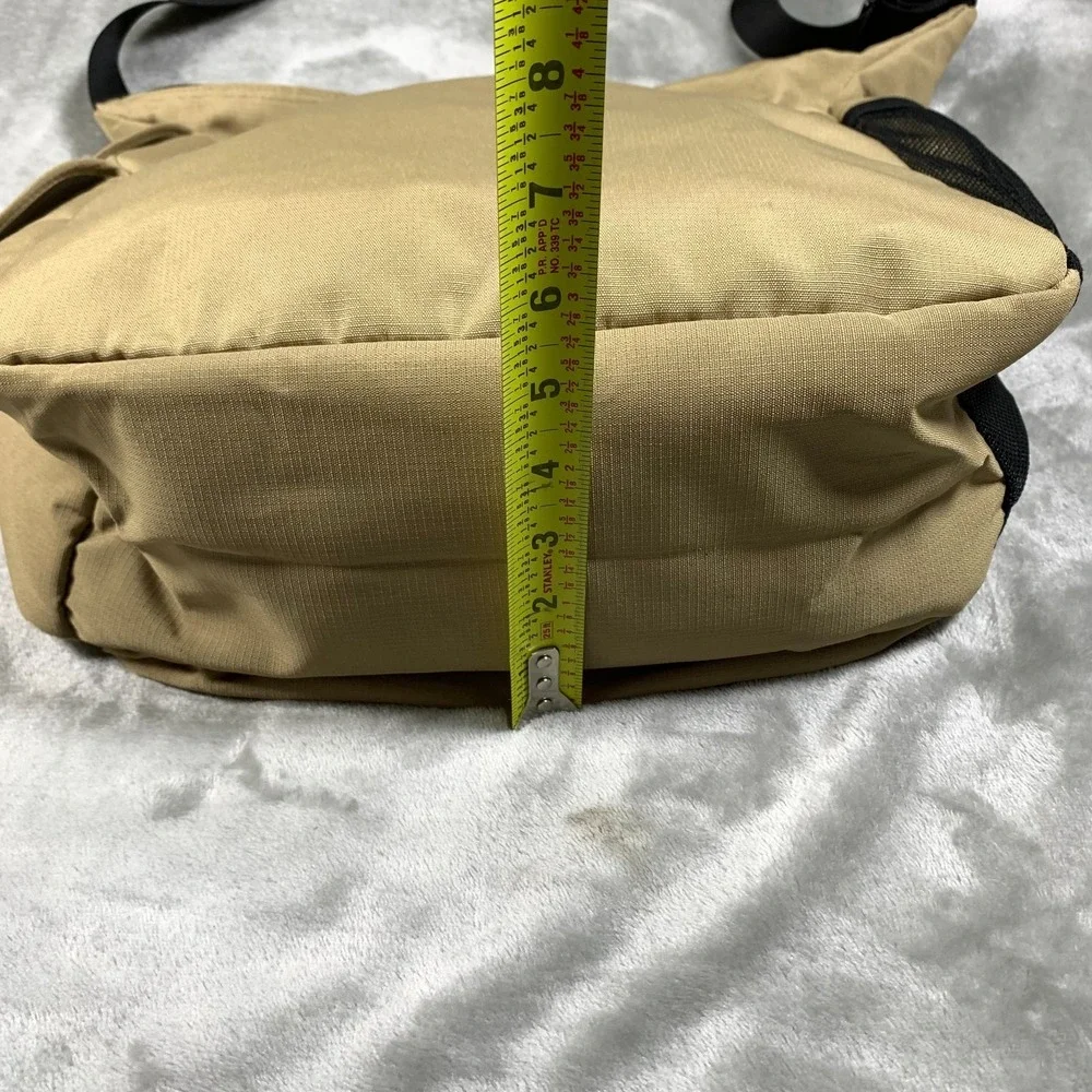LL Bean Crossbody Messenger Bag Tan Black Satchel Travel Diaper Ripstop Nylon